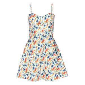 New! Alice + Olivia Nella Button Front Bird Print Mini Summer Dress ~ Size 8